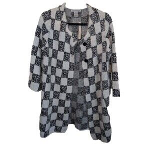 Outlander Women's Cardigan Sweater 2 Button Checkered Eyelash Size XL